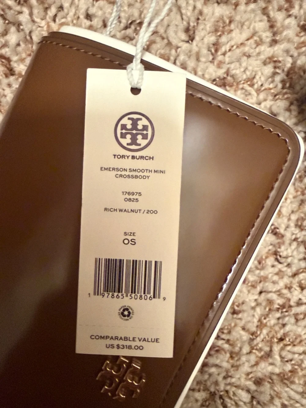Tory Burch Emerson Mini Crossbody bag 157730 Patent Leather Rich Walnut